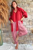 Nonni Gingham Bloomer Pant Sangria Pre order 12 days 