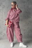 Nonni Gingham Classic Barrel Pant Sangria /30 Pre order 1 week