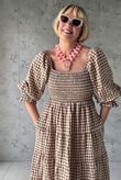 Nonni Gingham Darling Dress Hazelnut