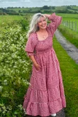 Nonni Gingham Darling Dress Sangria 
