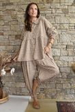 Nonni Gingham Peter Pan Smock Blouse Hazelnut