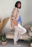Nonni Gingham Peter Pan Smock Blouse Hazelnut