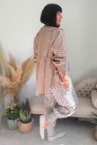 Nonni Gingham Peter Pan Smock Blouse Hazelnut