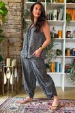 Nonni Gingham Ruffle Front Tank Black