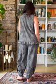 Nonni Gingham Ruffle Front Tank Black