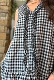 Nonni Gingham Ruffle Front Tank Black