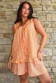 Nonni Gingham Ruffle Front Tank Carrot