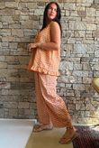 Nonni Gingham Ruffle Front Tank Carrot