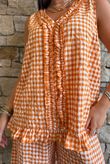 Nonni Gingham Ruffle Front Tank Carrot