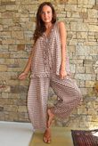 Nonni Gingham Ruffle Front Tank Chestnut