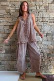 Nonni Gingham Ruffle Front Tank Chestnut