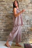 Nonni Gingham Ruffle Front Tank Chestnut