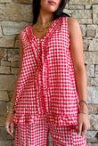 Nonni Gingham Ruffle Front Tank Chilli