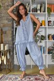 Nonni Gingham Ruffle Front Tank Denim