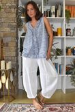 Nonni Gingham Ruffle Front Tank Denim