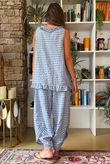 Nonni Gingham Ruffle Front Tank Denim