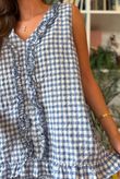 Nonni Gingham Ruffle Front Tank Denim