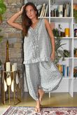 Nonni Gingham Ruffle Front Tank Khaki