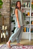 Nonni Gingham Ruffle Front Tank Khaki