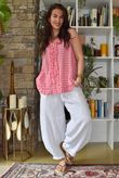 Nonni Gingham Ruffle Front Tank Miami Pink