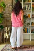 Nonni Gingham Ruffle Front Tank Miami Pink