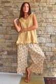 Nonni Gingham Ruffle Front Tank Mustard