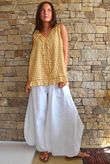 Nonni Gingham Ruffle Front Tank Mustard
