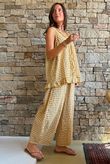 Nonni Gingham Ruffle Front Tank Mustard
