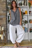 Nonni Gingham Ruffle Front Tank Navy