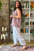 Nonni Gingham Ruffle Front Tank Plum