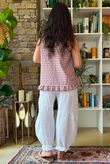 Nonni Gingham Ruffle Front Tank Plum