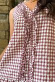 Nonni Gingham Ruffle Front Tank Plum