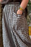 Nonni Gingham Shelby Barrel Pant Chocolate
