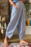Nonni Gingham Shelby Barrel Pant Denim