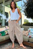 Nonni Gingham Shelby Barrel Pant Hazelnut