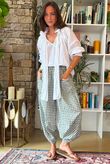 Nonni Gingham Shelby Barrel Pant Khaki