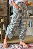 Nonni Gingham Shelby Barrel Pant Khaki