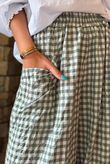 Nonni Gingham Shelby Barrel Pant Khaki
