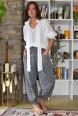 Nonni Gingham Shelby Barrel Pant Navy