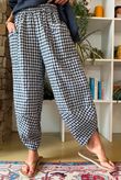 Nonni Gingham Shelby Barrel Pant Navy