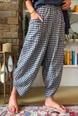 Nonni Gingham Shelby Barrel Pant Navy