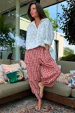 Nonni Gingham Shelby Barrel Pant Sangria