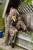 Nora Brushed Cotton Gingham Classic Barrel Pant Deep Olive