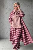 Nora Brushed Cotton Gingham Frock Coat Aubergine
