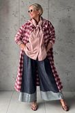 Nora Brushed Cotton Gingham Frock Coat Aubergine