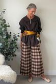 Nora Brushed Cotton Gingham Kick Pant Coffee Bean