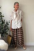 Nora Brushed Cotton Gingham Kick Pant Coffee Bean