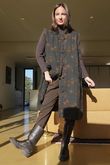 Oriental Bloom Longline Gilet Jacket Navy
