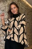 Oslo Orla Batwing Slouch Knit Black And Camel