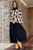 Oslo Orla Batwing Slouch Knit Black And Camel